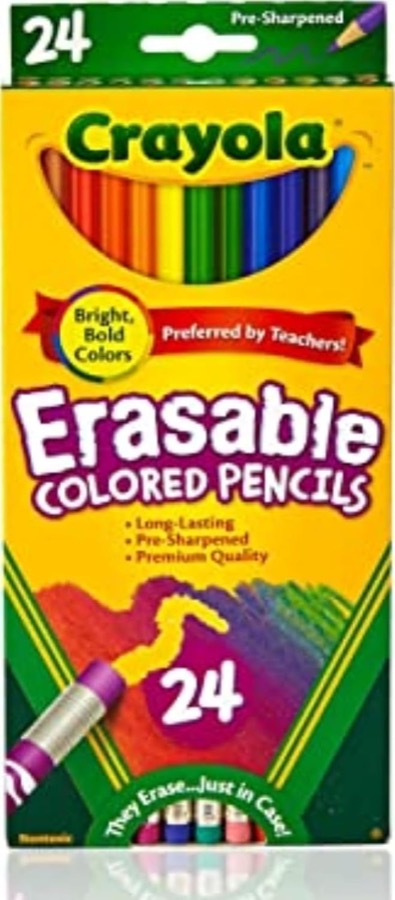 Crayola Erasable Colored Pencils (24ct), Kids Coloring Pencils for Coloring Books, Assorted Colors, Arts & Crafts Supplies, G