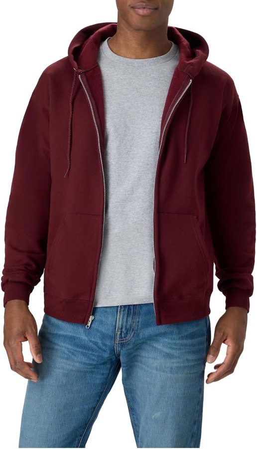 Hanes Men's Zip-up Hoodie, Ecosmart Fleece Full-zip Hoodie for Men, Hooded Sweatshirt