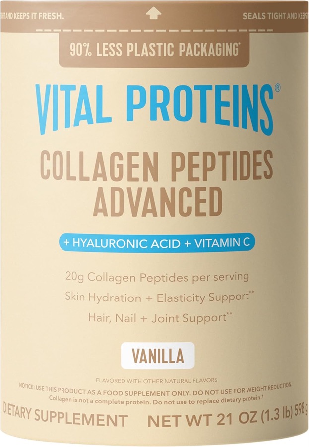 Vital Proteins Collagen Peptides Powder Advanced, Unflavored, 20oz | Hyaluronic Acid & Vitamin C, Supports Hair Skin & Nails,