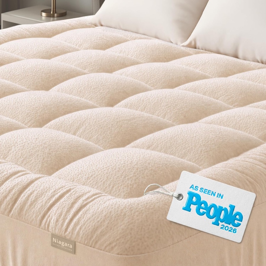 Niagara Sleep Solution Queen Ultra Soft Mattress Topper — Back Pain Relief | Rayon Derived from Bamboo, 20" Deep Pocket, Natu