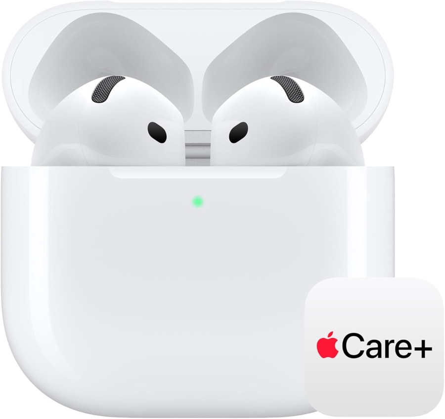 Apple AirPods 4 Wireless Earbuds, Bluetooth Headphones, Personalized Spatial Audio, Sweat and Water Resistant, USB-C Charging